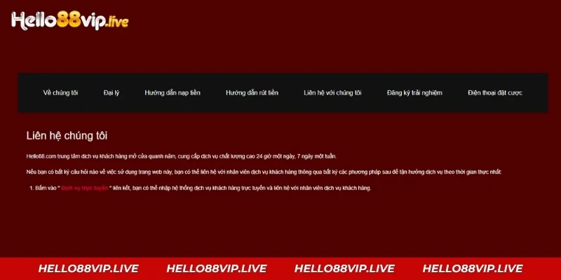 Liên Hệ Hello88: Cách Được Hỗ Trợ Nhanh Nhất Bấm “Dịch vụ trực tuyến” và gửi kèm thông tin để CSKH Hello88 xử lý nhanh