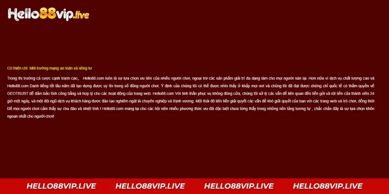 Cam kết của Hello88 đến với khách hàng và người chơi