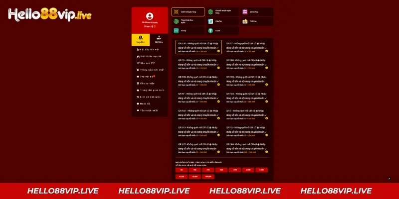 Nạp Tiền Hello88: 8 Cách Nạp, Hạn Mức Và Hướng Dẫn Chi Tiết Chọn phương thức nạp tiền Hello88 phù hợp